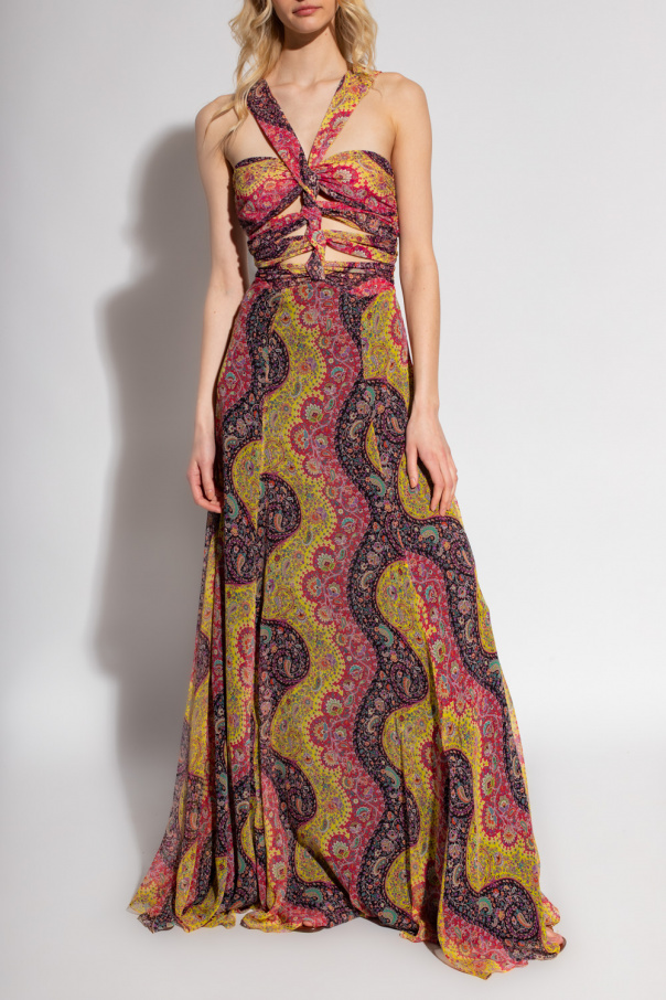 【送料&関税込】Etro Ethnic Print Long Dress ETRO floral-print Silk Maxi Dress | Green | FARFETCH